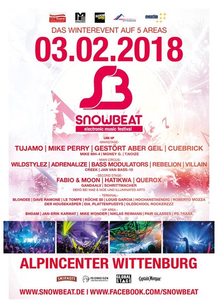 Party Flyer: Snowbeat 2018 - electronic music festival am 03.02.2018 in Wittenburg